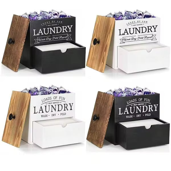 Dryer Sheet Storage Container, Laundry Box Storage Box, Dryer Sheet Holder With Lid And Drawer, Laundry Detergent Dispenser, Laundry Room Organizer, Storage And Organization, Room Decoration